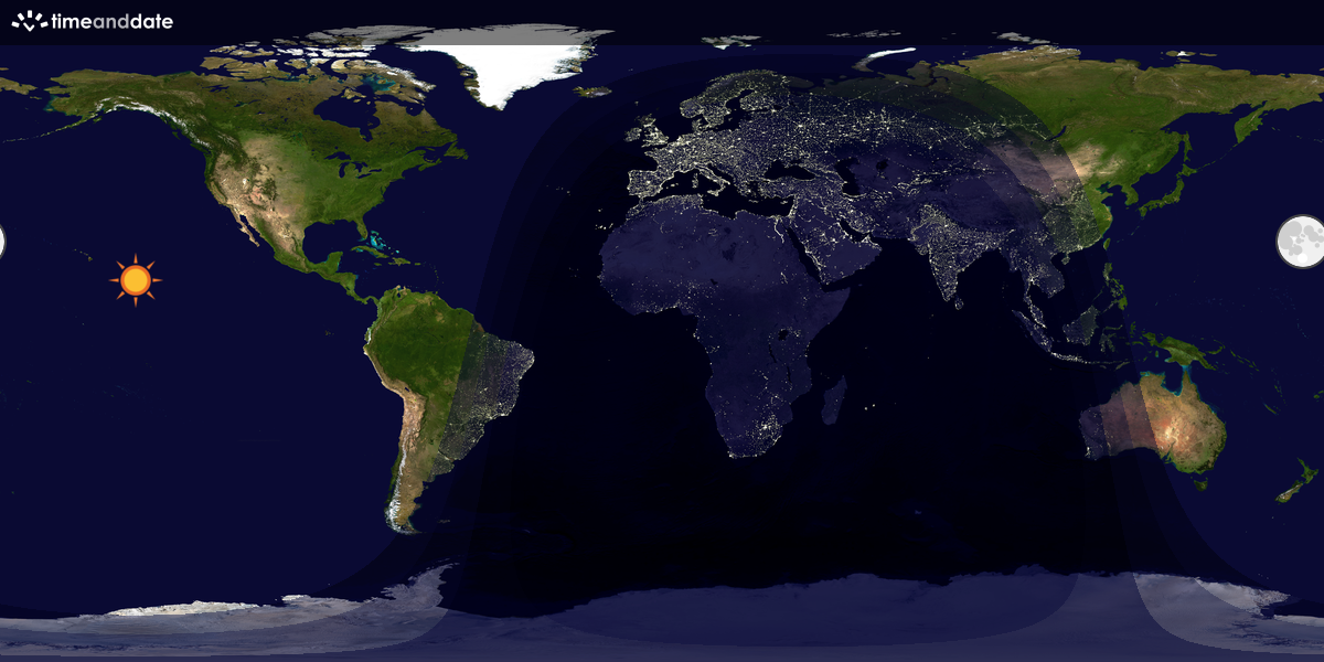 Verdenskart som viser dag og natt 