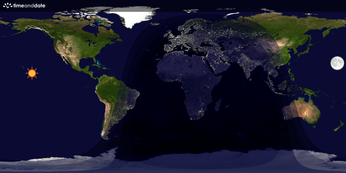 Verdenskart som viser dag og natt 