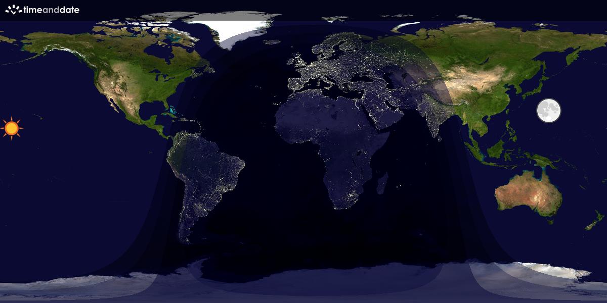 Verdenskart som viser dag og natt 