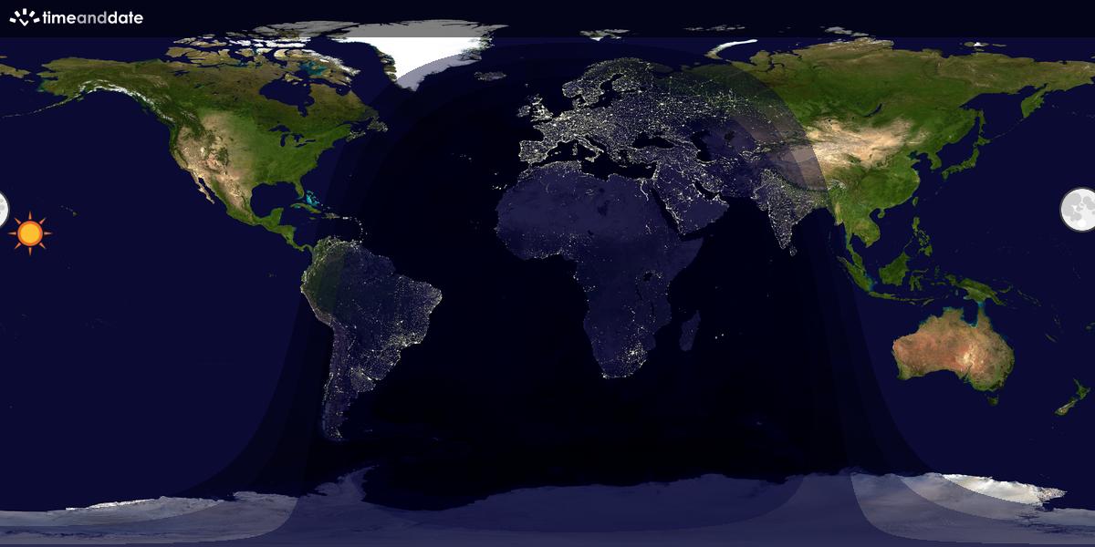 Verdenskart som viser dag og natt 