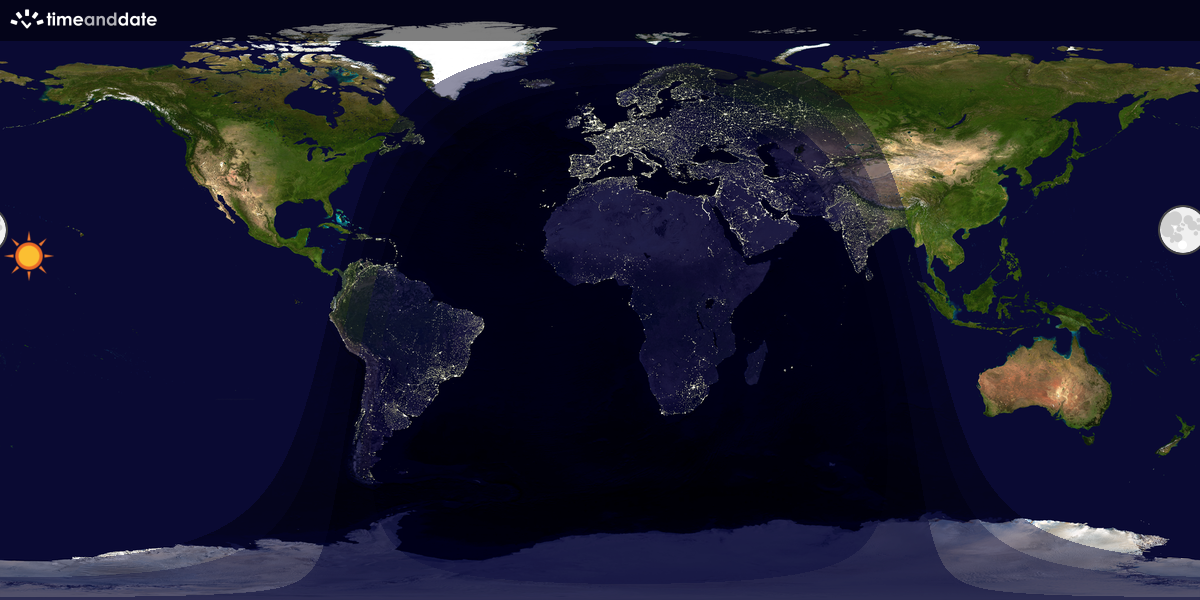 Verdenskart som viser dag og natt 