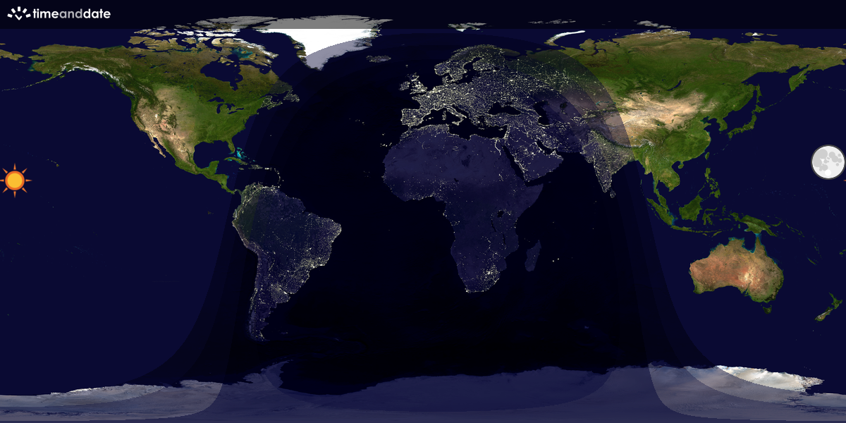 Verdenskart som viser dag og natt 