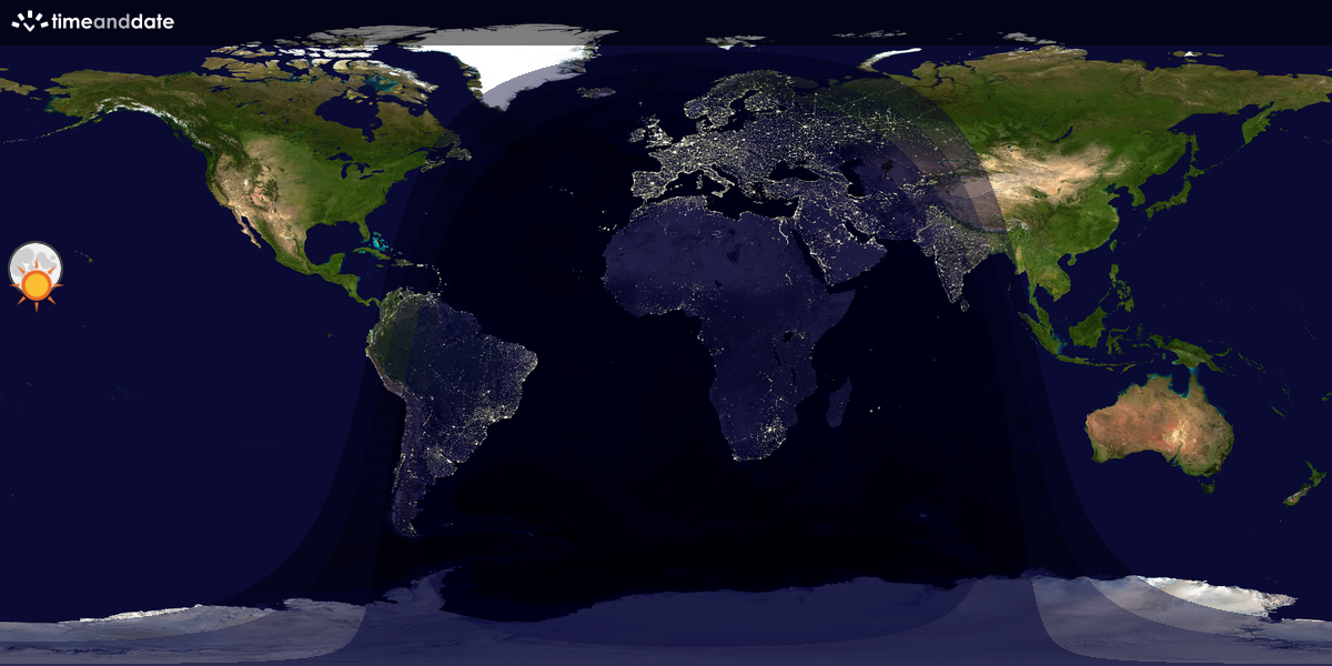 Verdenskart som viser dag og natt 
