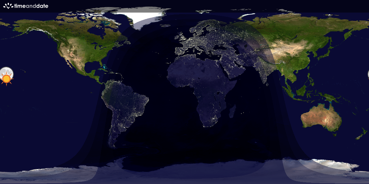 Verdenskart som viser dag og natt 
