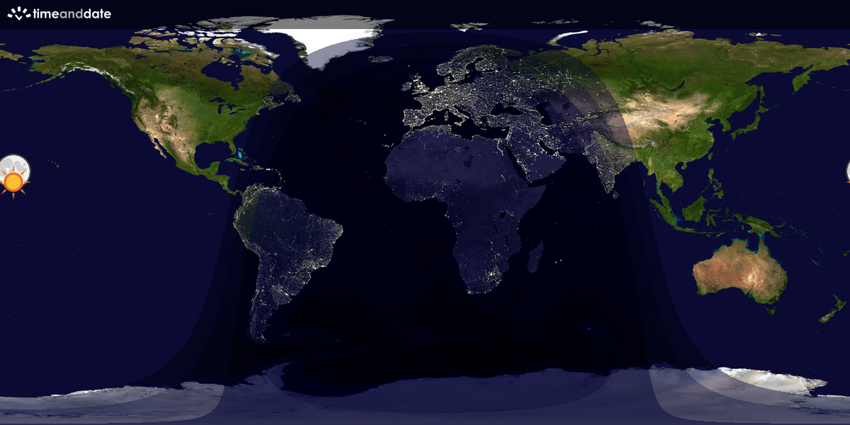 Verdenskart som viser dag og natt 