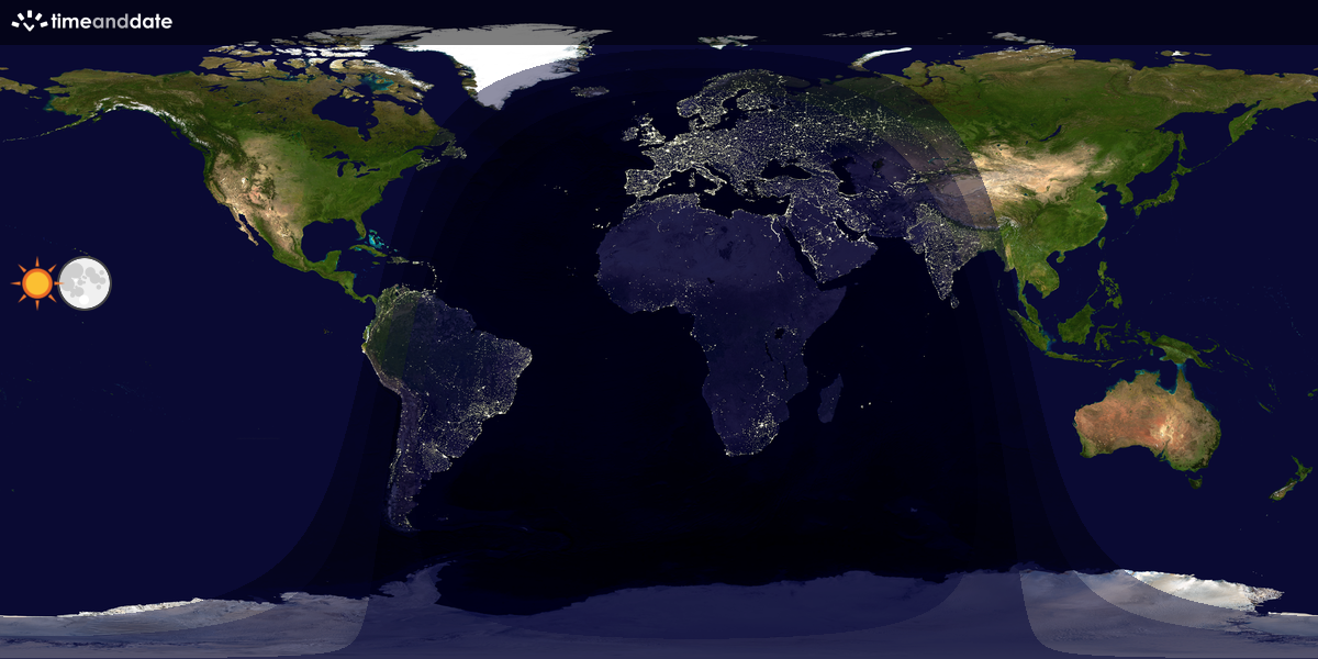 Verdenskart som viser dag og natt 