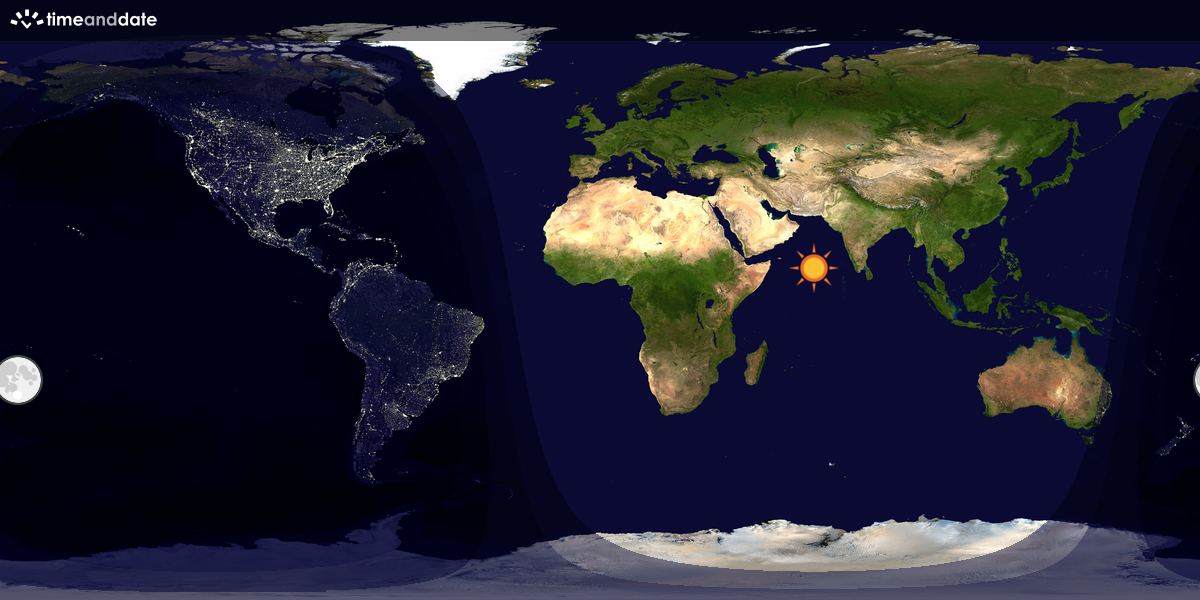 Verdenskart som viser dag og natt 