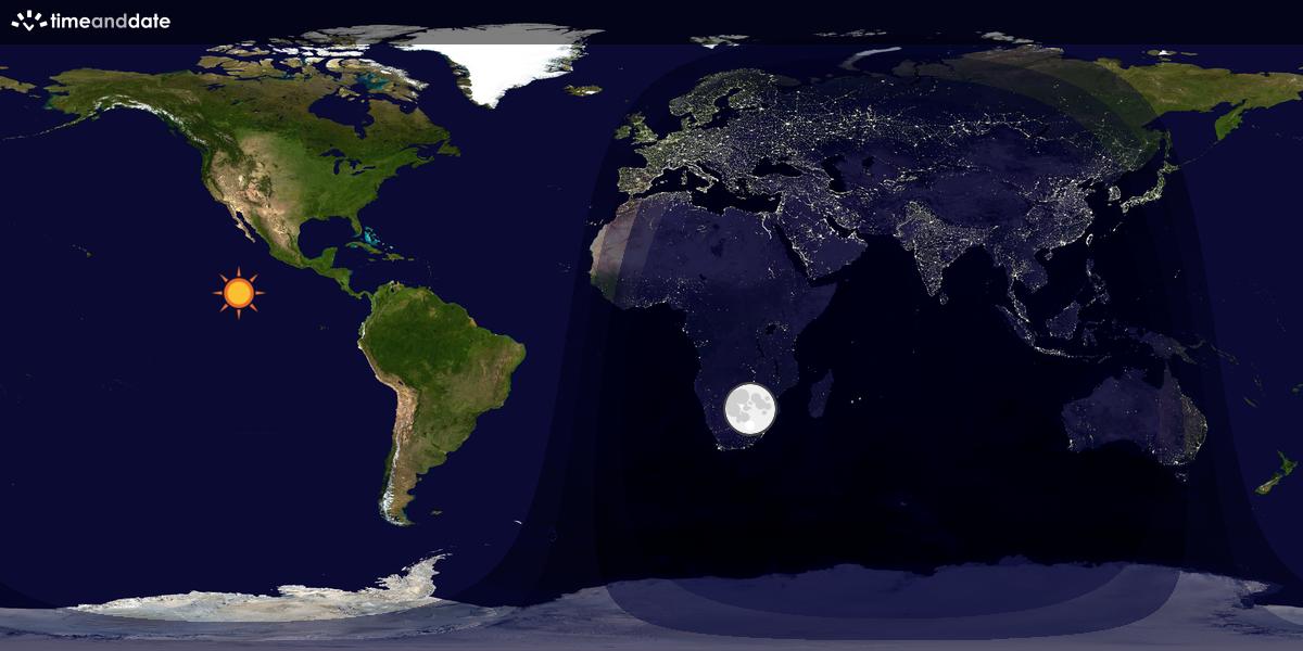 Verdenskart som viser dag og natt 