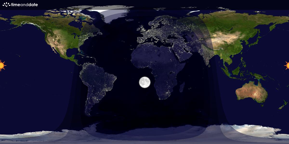 Verdenskart som viser dag og natt 