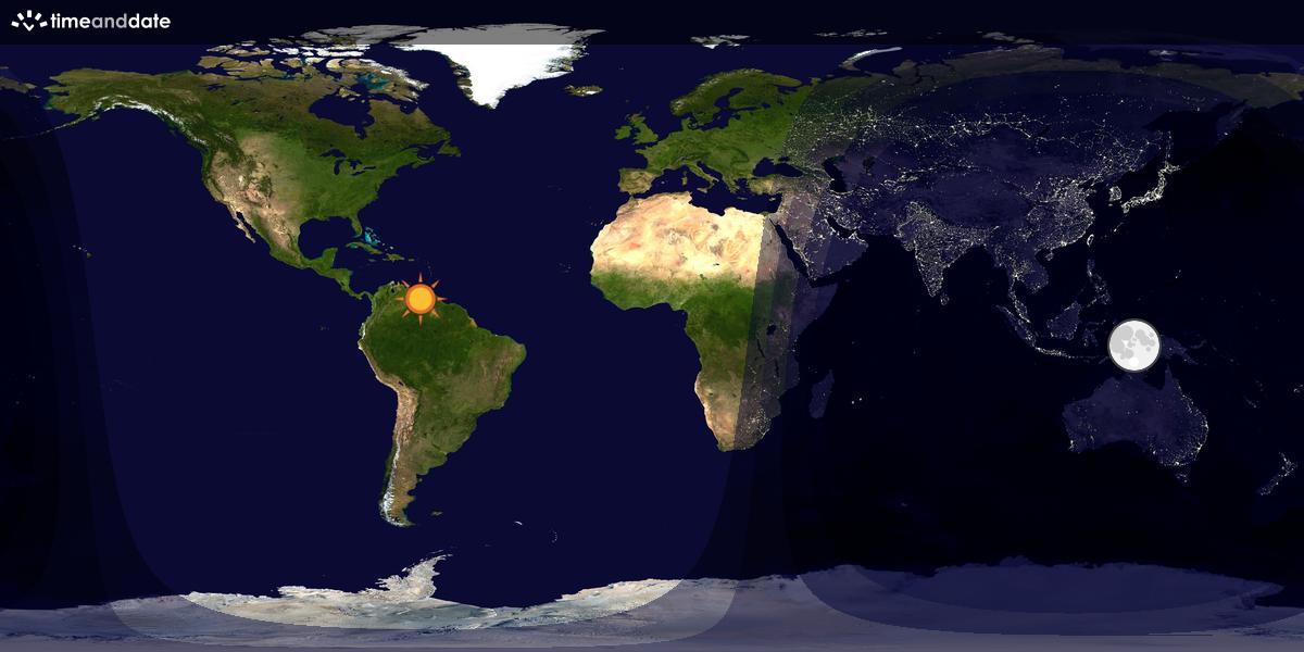 Verdenskart som viser dag og natt 