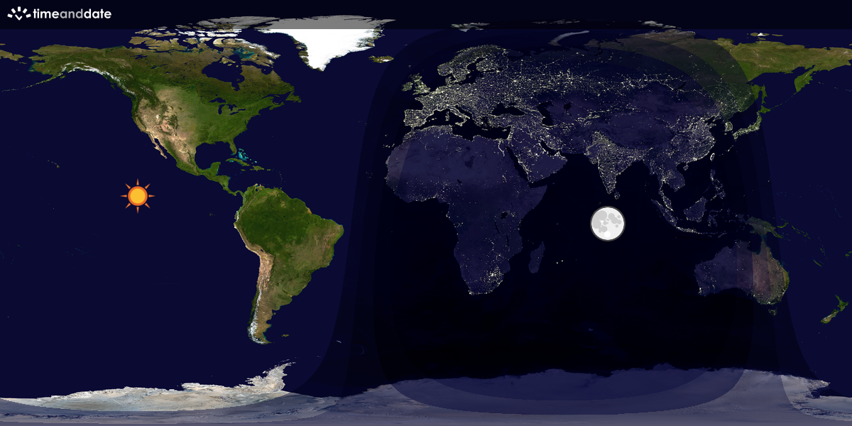 Verdenskart som viser dag og natt 