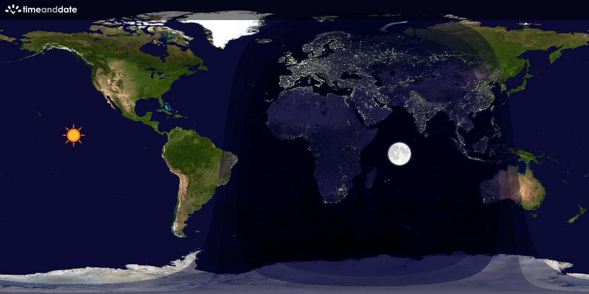 Verdenskart som viser dag og natt 