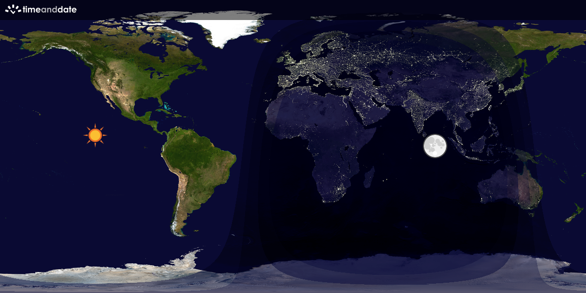 Verdenskart som viser dag og natt 