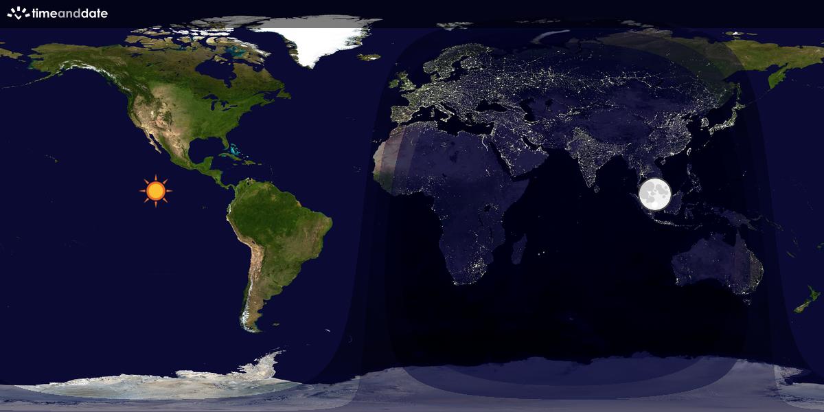 Verdenskart som viser dag og natt 