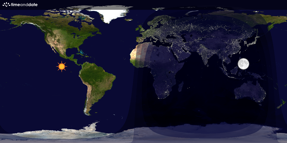 Verdenskart som viser dag og natt 