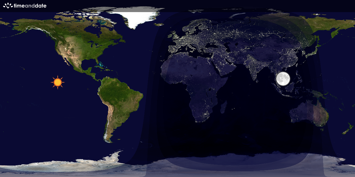 Verdenskart som viser dag og natt 