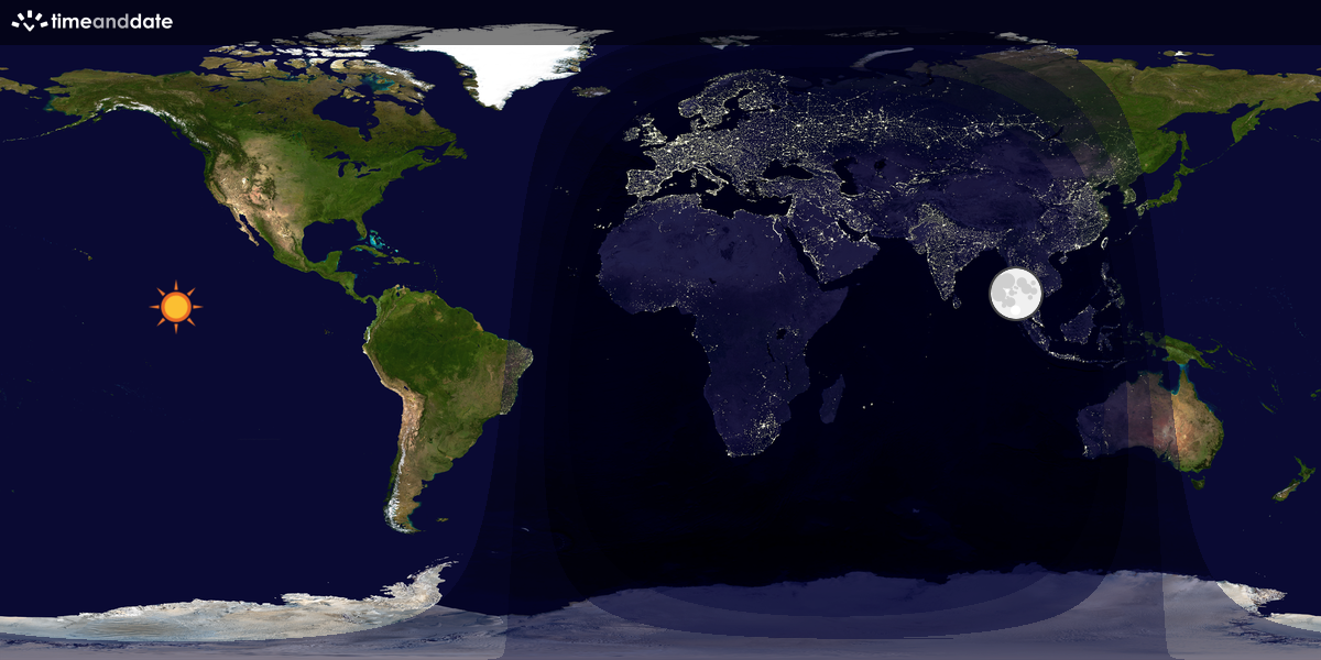 Verdenskart som viser dag og natt 