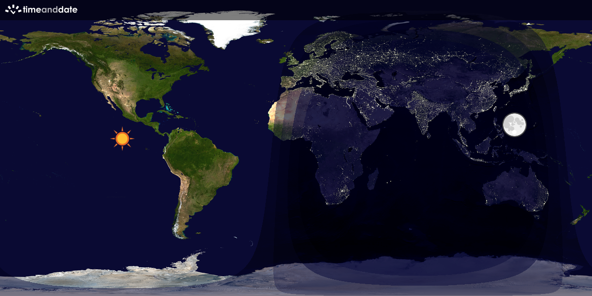 Verdenskart som viser dag og natt 