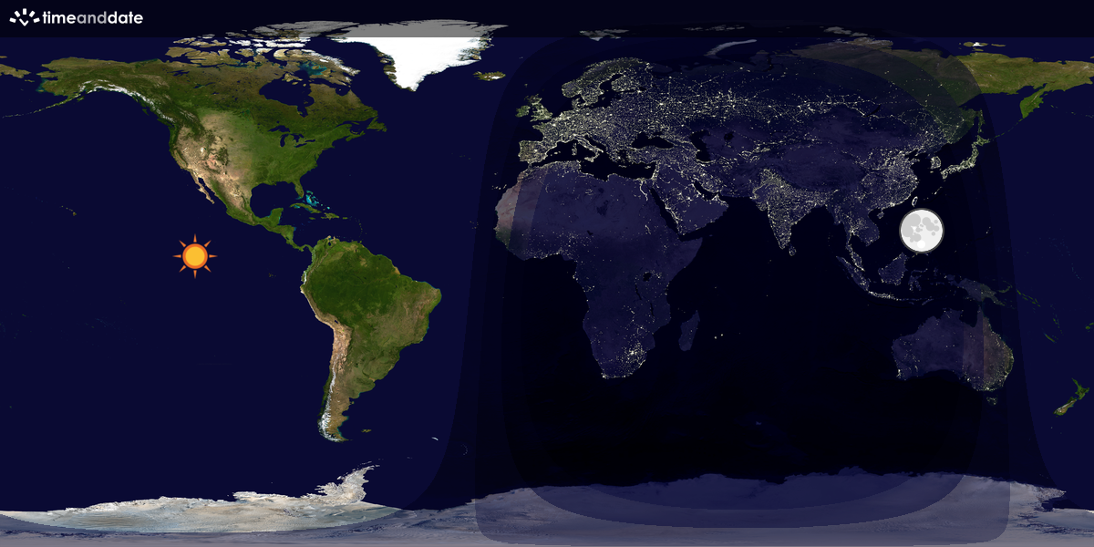 Verdenskart som viser dag og natt 