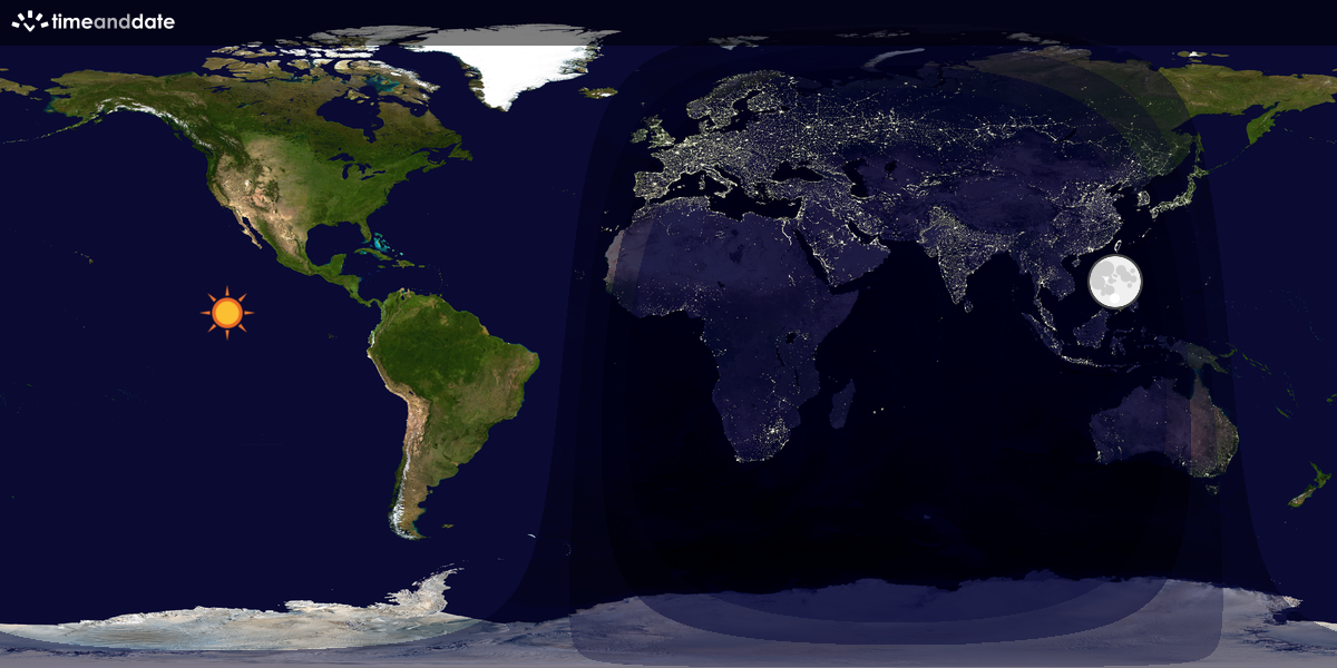 Verdenskart som viser dag og natt 