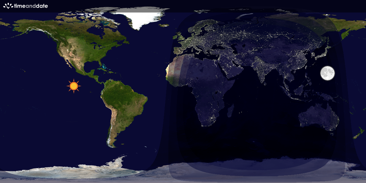 Verdenskart som viser dag og natt 