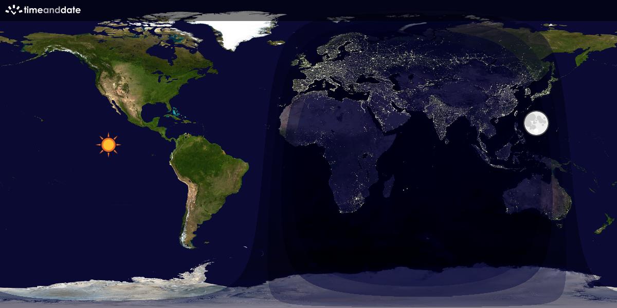 Verdenskart som viser dag og natt 