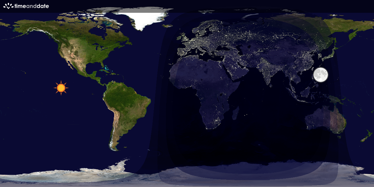 Verdenskart som viser dag og natt 