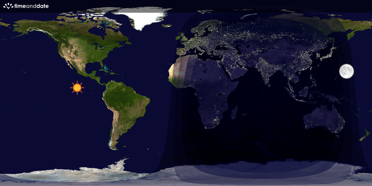 Verdenskart som viser dag og natt 