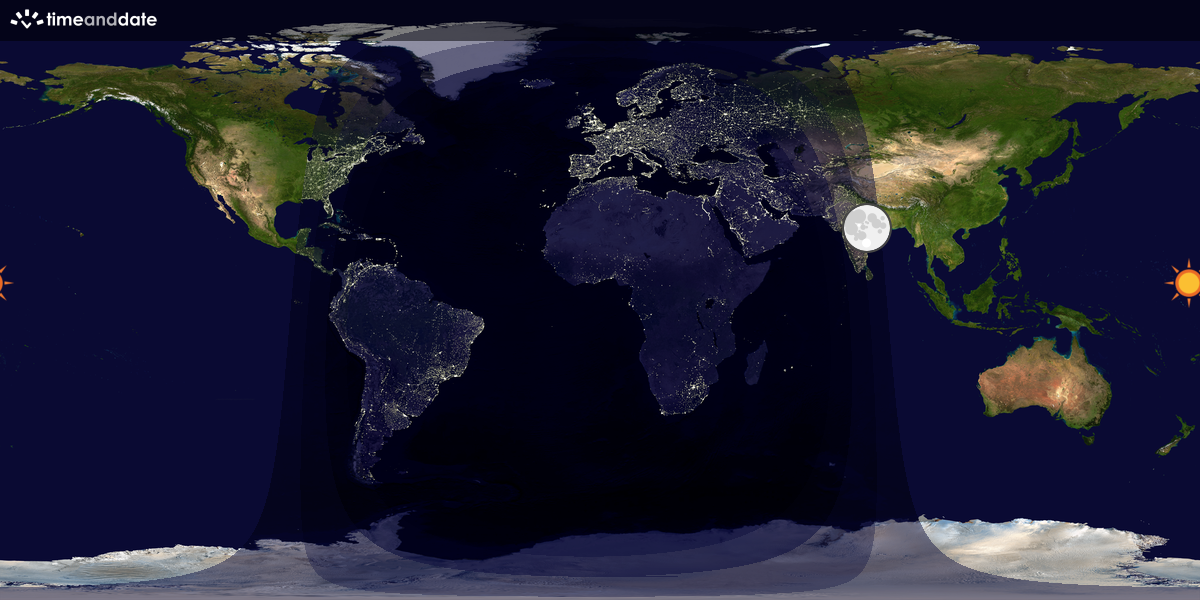 Verdenskart som viser dag og natt 