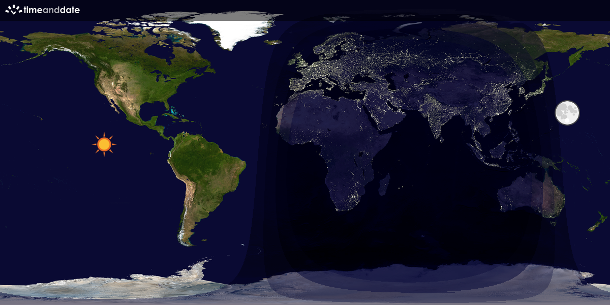 Verdenskart som viser dag og natt 