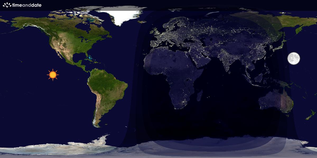 Verdenskart som viser dag og natt 