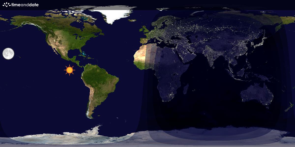 Verdenskart som viser dag og natt 