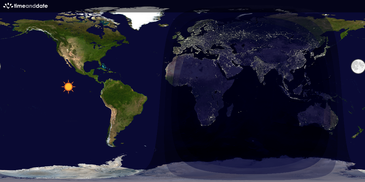 Verdenskart som viser dag og natt 