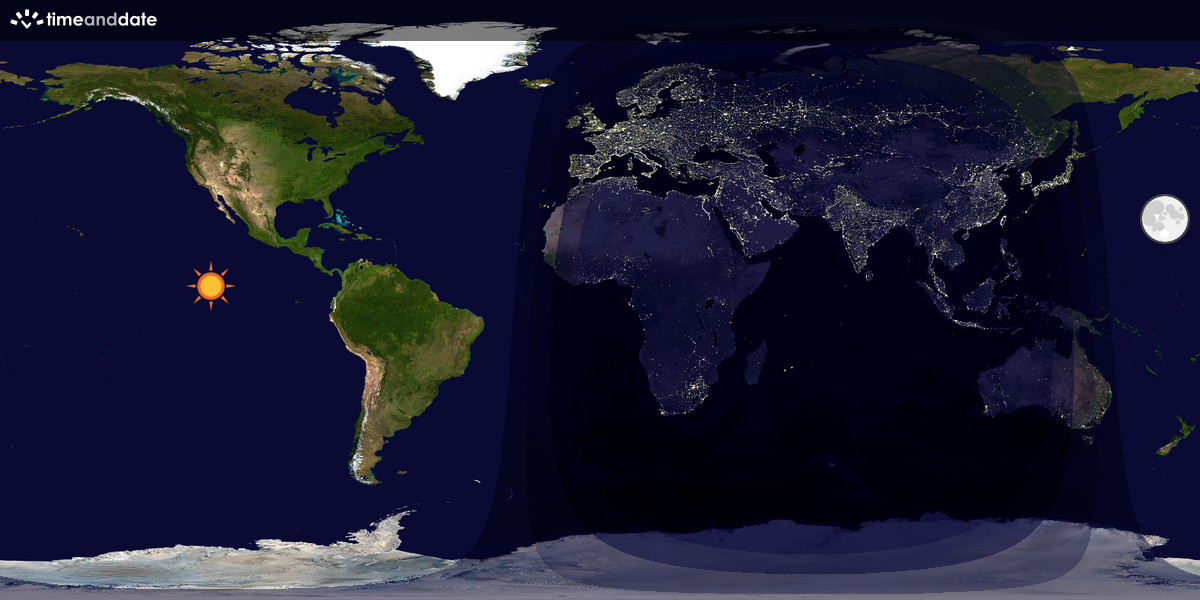 Verdenskart som viser dag og natt 