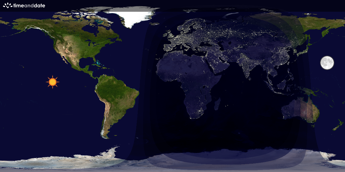 Verdenskart som viser dag og natt 