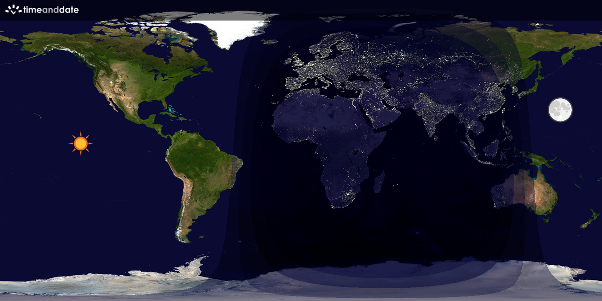 Verdenskart som viser dag og natt 