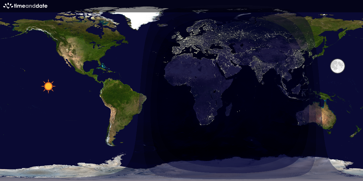 Verdenskart som viser dag og natt 