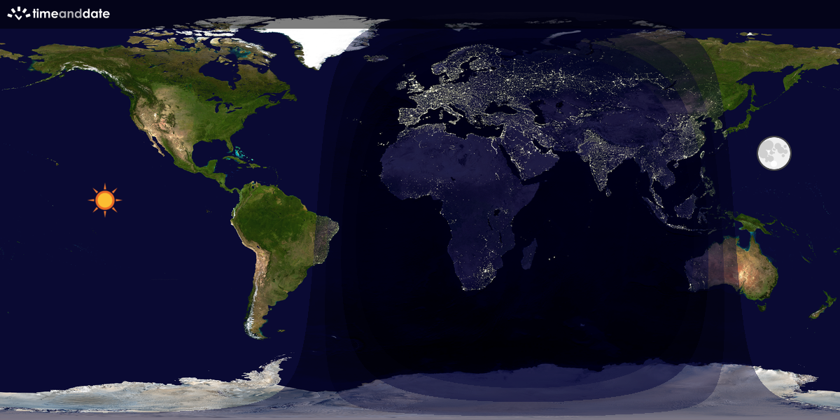 Verdenskart som viser dag og natt 