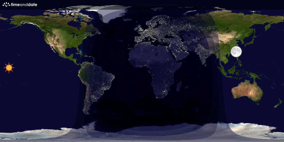 Verdenskart som viser dag og natt 