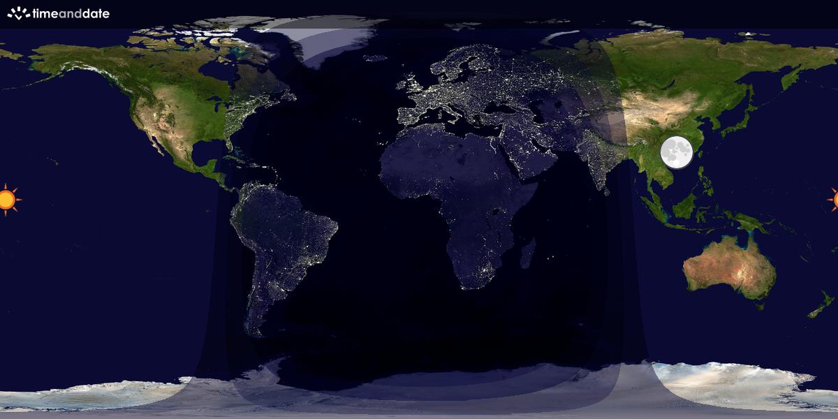 Verdenskart som viser dag og natt 