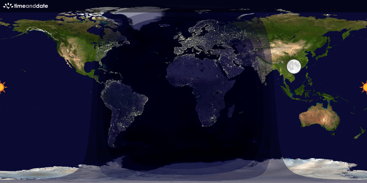 Verdenskart som viser dag og natt 