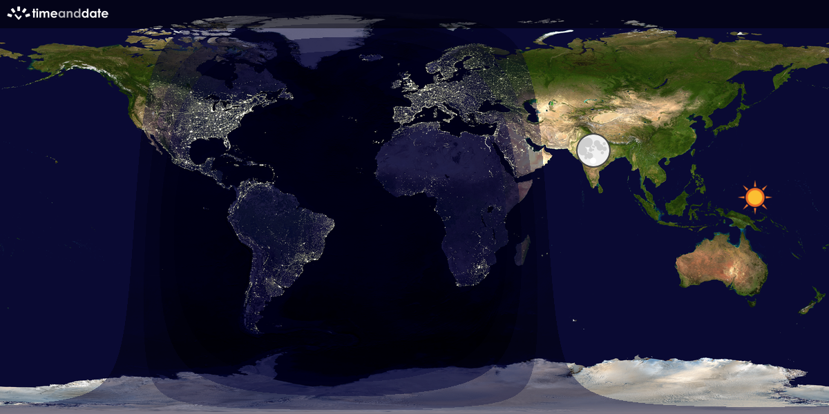 Verdenskart som viser dag og natt 