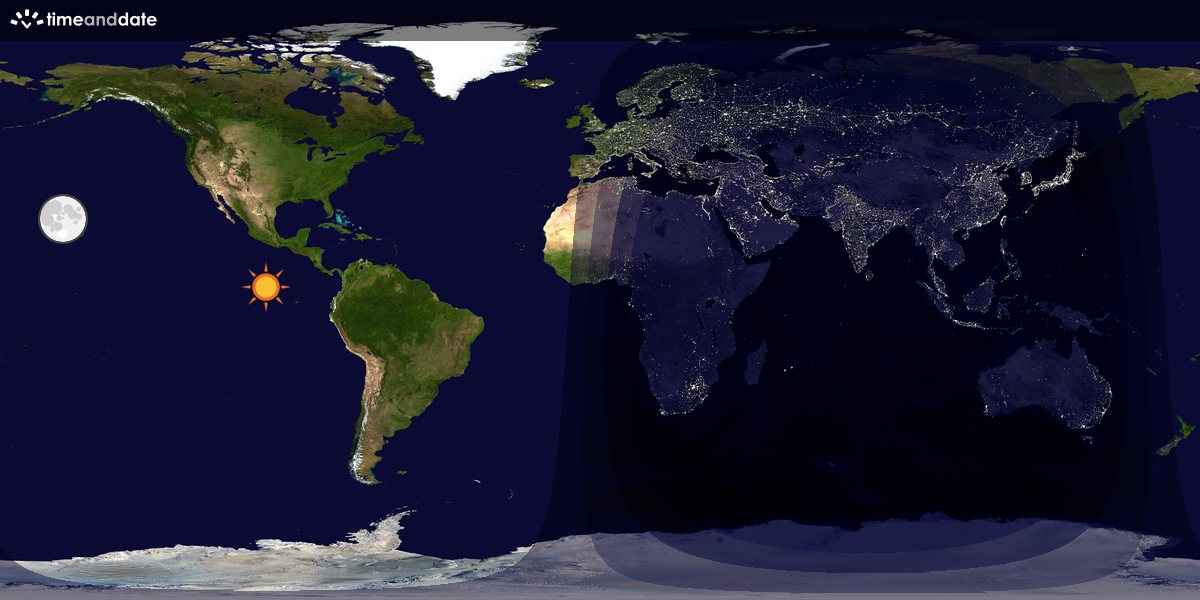 Verdenskart som viser dag og natt 