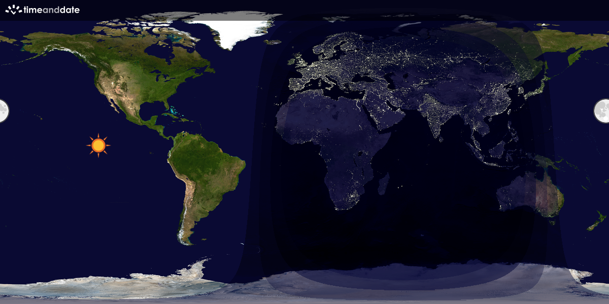 Verdenskart som viser dag og natt 