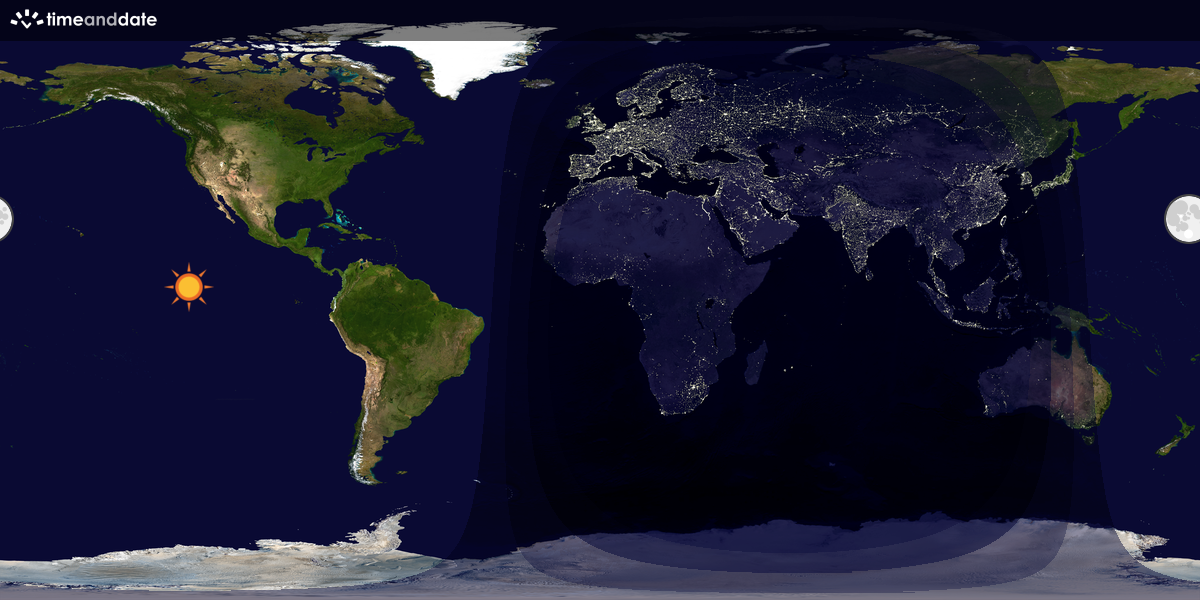Verdenskart som viser dag og natt 
