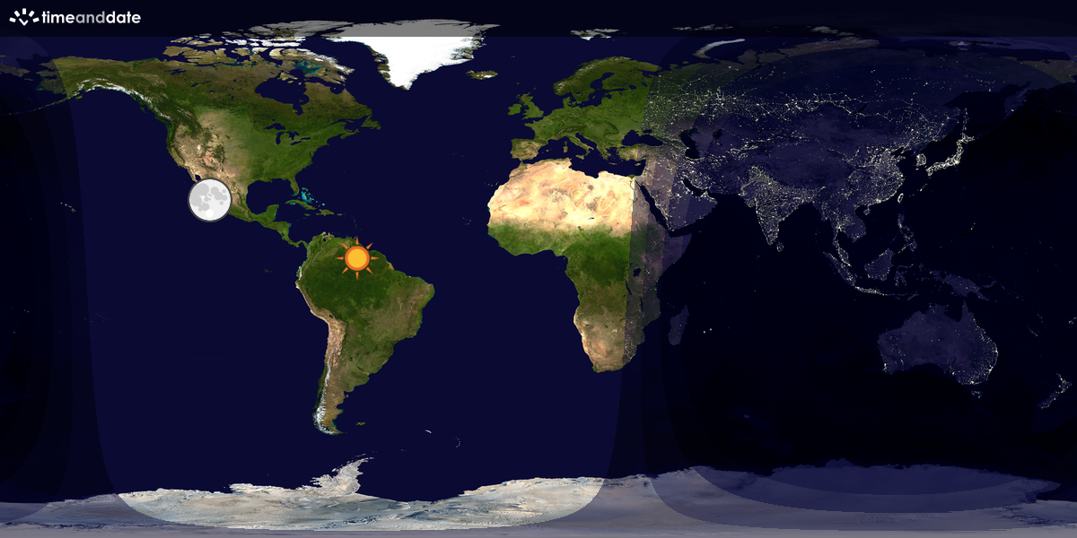 Verdenskart som viser dag og natt 