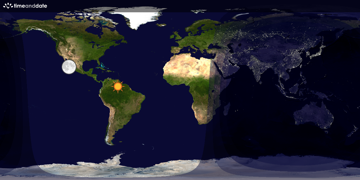 Verdenskart som viser dag og natt 