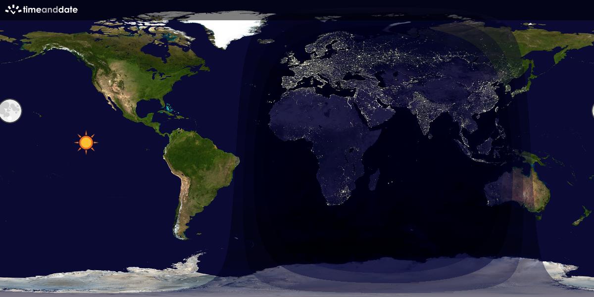 Verdenskart som viser dag og natt 