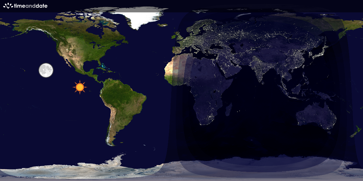 Verdenskart som viser dag og natt 