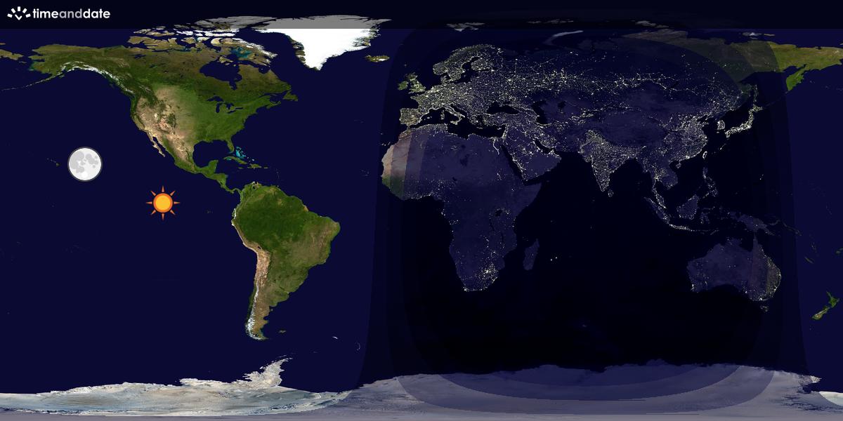 Verdenskart som viser dag og natt 